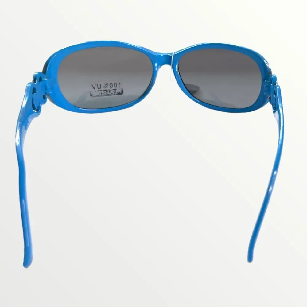 Kids Sunglasses 100% UV Protection Green & Blue Retro Frames With Glitter Detail